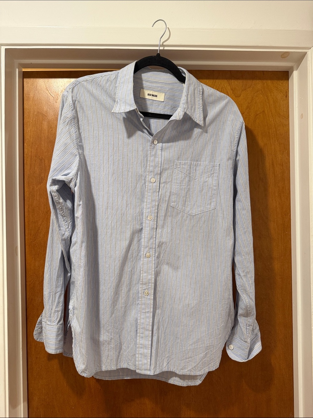 Buck Mason Light Blue Striped Mainstay Button-Down Shirt